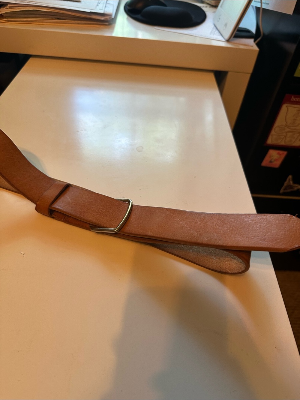 Women’s Tan Leather Belt Horse Bit Style Made in Spain - Picture 4 of 5